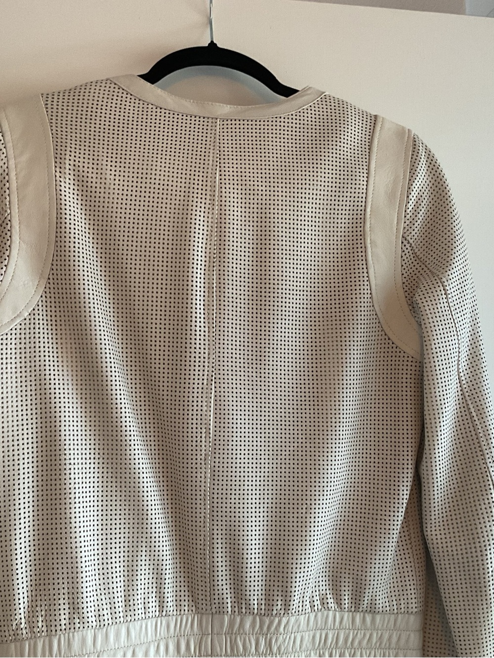 Bagatelle City Perforated Leather Bomber Jacket Off White - Picture 5 of 9